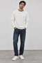 Men's Ecru Crew Neck Striped Modal Fabric Sweatshirt