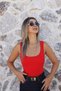 Red Ribbed Push up Tank Top - 2