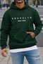Sw Newyork Brooklyn Printed Two-Thread Cotton Men's Kangaroo Pocket Hooded Sweatshirt / Hoodie