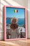 Woman with Straw Hat and Seascape Framed Painting Italy Poster Wall Decor Itn113 - 2