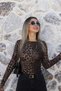 Coffee Leopard Boat Neck Slim Blouse - 2