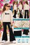 Winter, Spring, and Autumn Girls' Black Spanish Flared Bottoms and Beige Sweat Top - 2