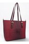 Burgundy, Iguana Patterned, Bucket Model, Adjustable Strap, Women's Shoulder Bag - 4