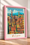 Bologna Towers and City Silhouette Framed Painting Italy Poster Living Room Kitchen Wall Decor Itp010 - 2