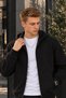 Men's Fleece-Lined, Pilling-Resistant, Full-Zip, Zippered Pocket, Hooded Black Sweatshirt Jacket - 7