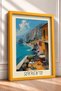 Sorrento Coast and Floral Terrace Framed Painting Italy Poster Living Room Kitchen Wall Decor Itp009 - 2