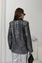 Women's Silver Color Sequined Satin Collar Blazer Jacket Nj210 - 8