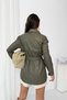 Women's Khaki Belted Faux Leather Jacket Shirt Nj205 - 7