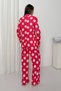 Women's Pink 80S Polka Dot Blazer Jacket Pants Set Nj202 - 8