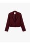 Classic Collar Long Sleeve Plum Color Cropped Blazer Jacket