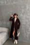 Women's Unlined Premium Cashmere Coat Long Belted Classic Collar Pocketed Autumn Winter Coat - 3