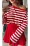 Red and White Striped Off-Shoulder Blouse - 6