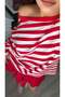 Red and White Striped Off-Shoulder Blouse - 2