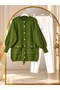Women's Hijab Lina Gold Button Detailed Cardigan with Gathered Bottom Pants Khaki - 2