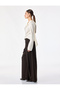Asymmetrical Tie-Up Collar Long Sleeve Satin Blouse - 3