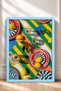 Striped Table with Lemons and Plates Framed Painting Italy Poster Living Room Kitchen Wall Decor Itp013 - 3