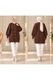 Women's hijab lina gold button detailed six pleated pants cardigan brown