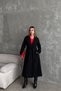 Women's Unlined Premium Cashmere Coat Long Belted Classic Collar Pocketed Autumn Winter Coat - 9