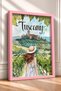 Hatted Woman in Tuscany Countryside Framed Painting Italy Poster Living Room Kitchen Wall Decor Itp031 - 2