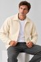 Men's Comfortable Beige Cardigan with Fleece Inside - 3