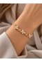 Ivy Flower Model Gold Color Zircon Stone Women's Bracelet with Elevator Chain - 2