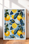 Light Blue Snowflakes Lemon Slices Framed Painting Italy Poster Living Room Kitchen Wall Decor Itp040