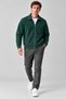 Men's Comfortable Dark Green Cardigan with Fleece Inside - 4