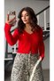 Red mini brooch hair braid cardigan - 6