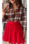 Red-green plaid pattern shirt - 7