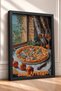Buon Appetito Written Pizza and White Wine Framed Painting Italy Poster Wall Decor Itp028 - 2