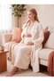 New Season Ecru Shawl Collar Winter Full-Length Buttoned Breastfeeding-Friendly Design Long Sleeve Maternity Fleece Dressing Gown Nightgown Set - 7