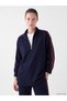 Ozmarka New Season Navy Blue Striped Soft Touch Women's Sweatshirt Tunic