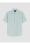 Ozmarka New Season Turquoise Regular Fit Striped Men's Shirt