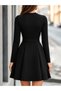 Women's long sleeve mock neck short modal dress with buckle detail at the waist. - 3