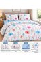 Blue Floral Patterned Double Duvet Cover Set - 2