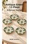 Antique Green Gold Decorated Luxury 12 Piece Tea Set for 6 People, Tea Set - 4