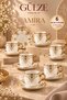 6-Person - Prestige / Diomand Series / Ami̇ra Model Coffee Cup Set (Fine Bone Porcelain)