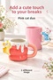 Set of 2 Mugs with Pink Cat Figures, 375 ml and 410 ml - 2