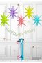 Colorful Hologram Polar Stars - Colorful Polar Stars Balloon - Macaron Happy Birthday Lettering - Rainbow Number Balloon