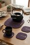 1 Piece Coaster and 4 Piece Cup Mat Set - Plum