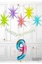 Colorful Hologram Polar Stars - Colorful Polar Stars Balloon - Macaron Happy Birthday Lettering - Rainbow Number Balloon