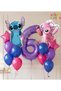 Lilo Stitc Balloon and Angel Balloon 6 Years Old 13 Piece Purple Color Birthday Balloon Set