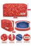 Red Crispy Floral Makeup and Accessory Bag - Travel Organizer - 4