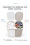 XL Duo 100 Liter Two-Compartment Manual Dirty Laundry Basket with Lid White Beige - 2