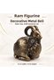 Luxury Alloy Metal Decorative Ashtray with Cap and Ram Figure, Incense Burner, Storage Box, Metal Figurine 13X14 Cm.