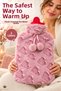 2 Liter Hot Water Bag with Plush Cover, Patterned, Soft Textured Thermofor 20X35 cm