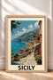 Stone Pathway Framed Painting on Sicilian Coast Italy Poster Living Room Kitchen Wall Decor Itp011 - 3