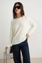 Ecru Boat Neck Knitwear Oversize Slim Sweater Twoaw27Kz00351