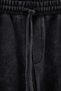 Anthracite Wide Fit Washed Effect Waffle Fabric Printed Knitted Sweatpants Tmnaw27Ea00018 - 3