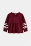 Burgundy Girls' Embroidered Velvet Sweatshirt Tkdaw27Sw00115 - 8